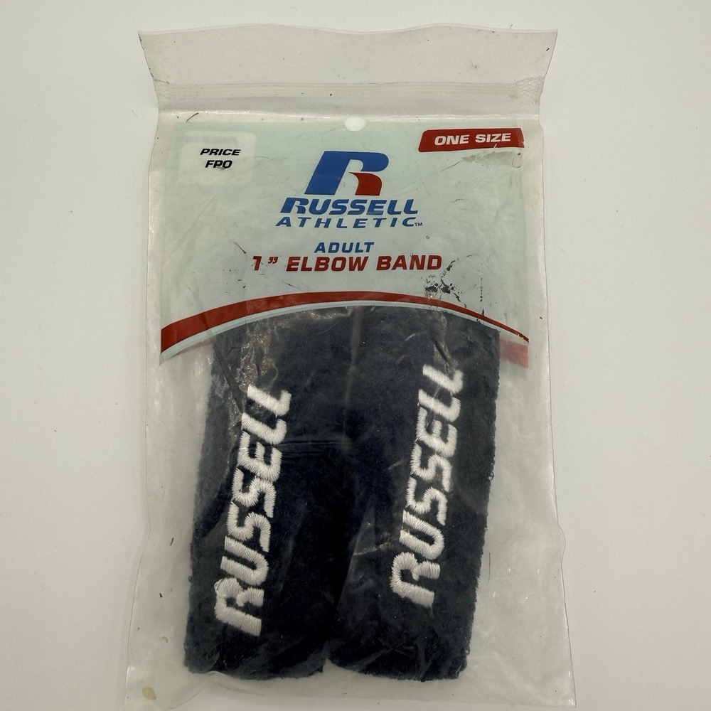 Russell Athletic Adult Elbow Bands Black 1" Pair Sports Sweatbands NIP